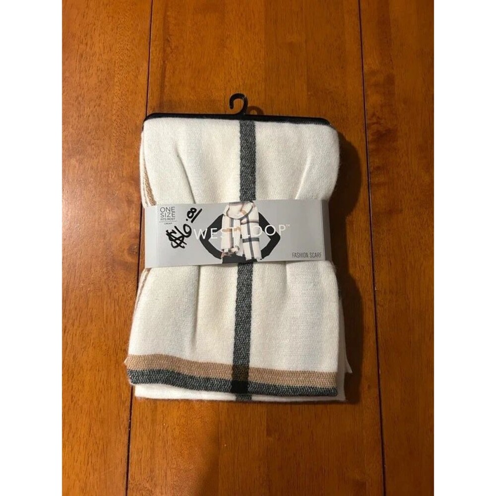 West Loop Cream Plaid Oversized Fashion Scarf Wrap